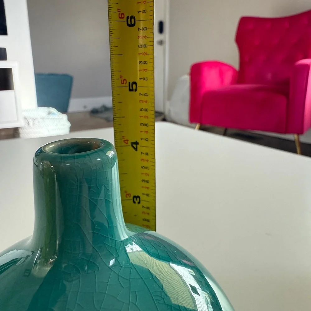 Crate&Barrel Lime and Teal Bud Vase Duo